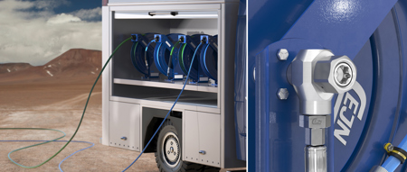 Presentazione degli avvolgitubi per alta pressione con girevole in acciaio inox per interventi sul campo flessibili e senza problemi