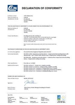 PVC 1/4" Breathing air hose kit - Declaration of Compliance