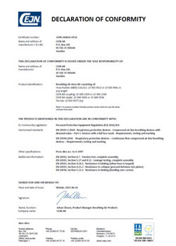 Rubber 3/8" Breathing air hose kit - Declaration of Compliance
