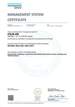 ISO 9001/14001 certificate