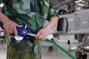 Breathing air hose with quick couplings used in aircraft maintenance