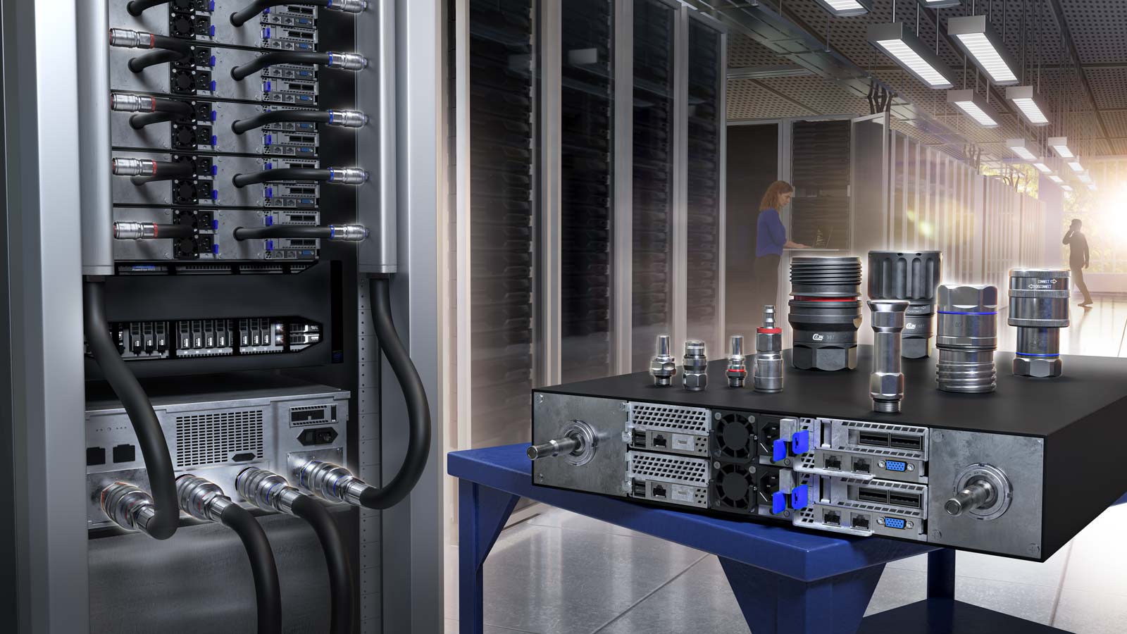 Quick coupling solutions for liquid cooling in Data Centers