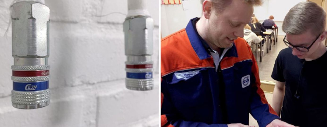 eSafeの使い方を生徒に指導するボルボ高校教諭、Marcus Jerne氏