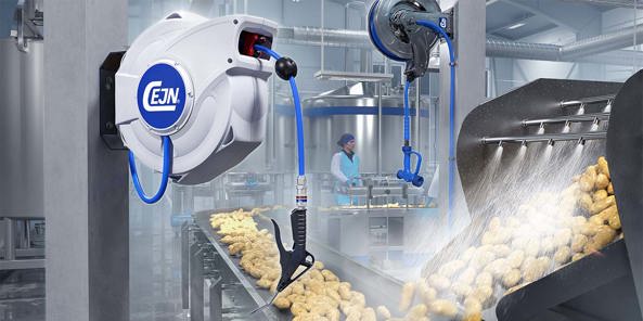 Vi præsenterer SafetyReel FS - den fødevaresikre slangeopruller til trykluft