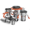 
Dry break couplings for fluid transfer